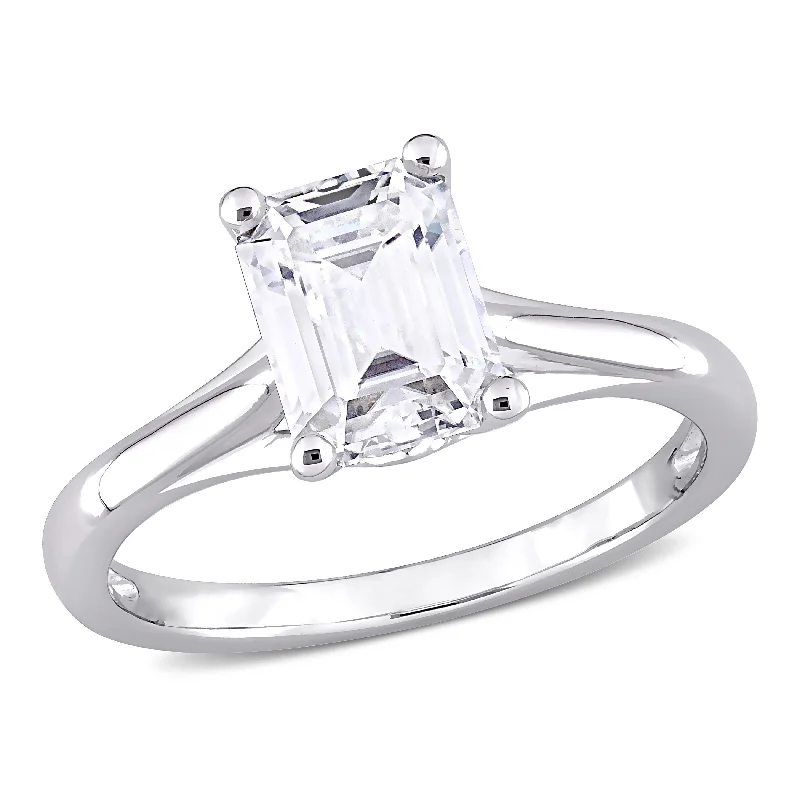 vintage wedding engagement rings-Mimi & Max 1 3/4ct DEW Emerald Cut Created Moissanite Solitaire Ring 10k White Gold