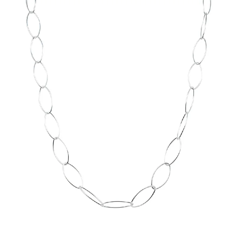 textured necklaces for women-Sterling Silver Wide Trace Link Necklace