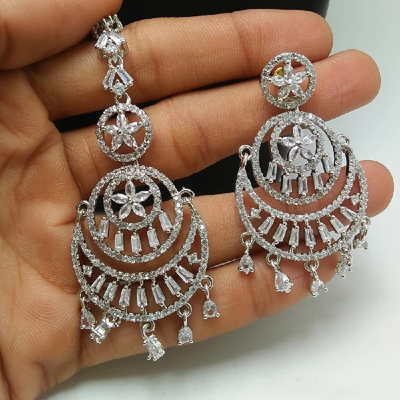 luxury pearl earrings for women-Pooja Bangles Silver Plated Dangler Earrings