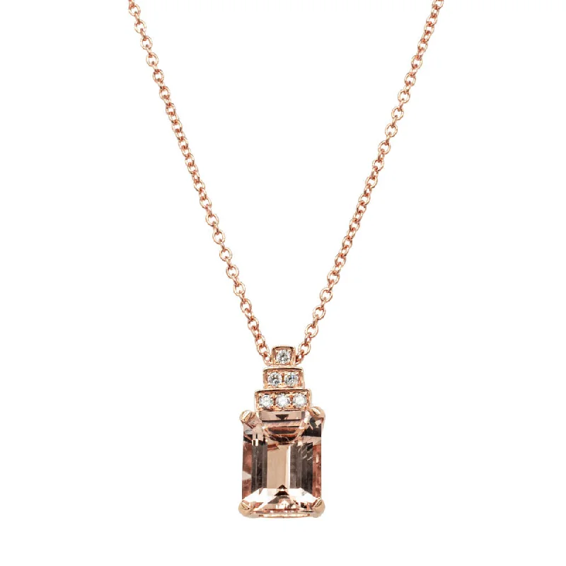 personalized necklaces for women-18ct Rose Gold 2.14ct Morganite & Diamond Maya Pendant