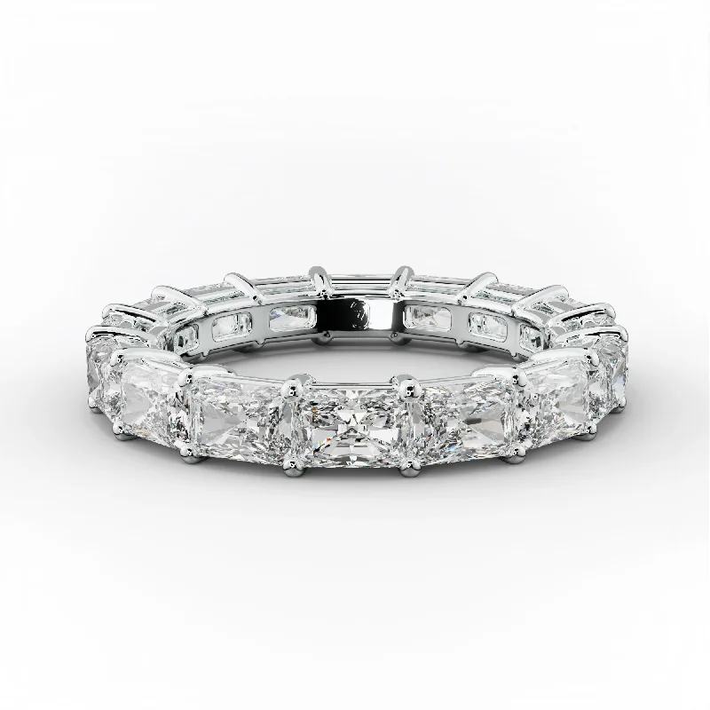 handmade rings for women-4.0 Carat East West Radiant Cut Diamond Eternity Band Shared Prong