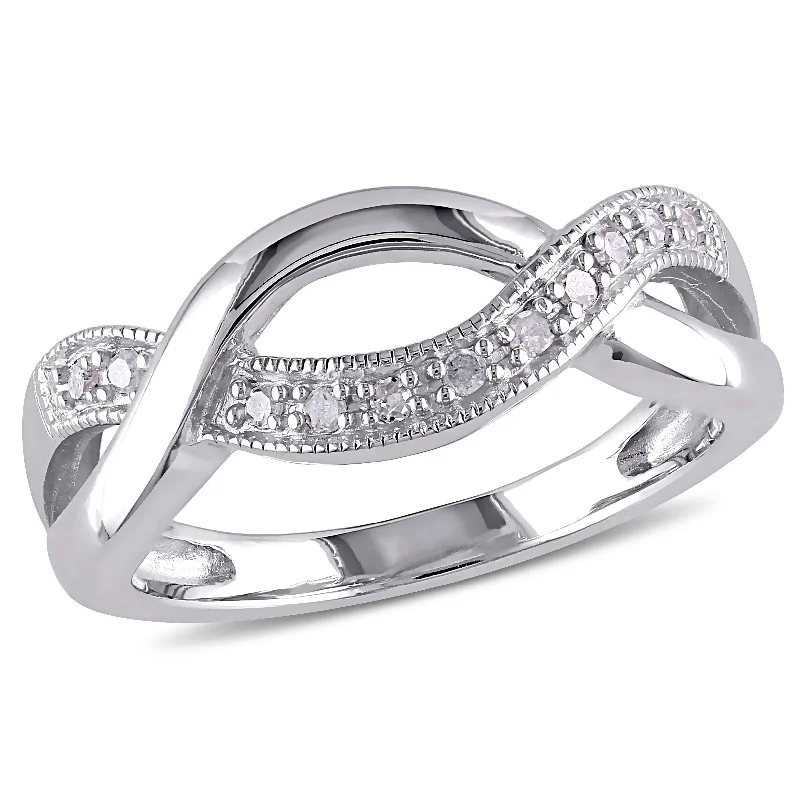 personalized wedding engagement rings-Mimi & Max 1/10ct TW Diamond Twist Ring in Sterling Silver