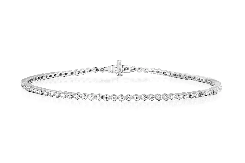 vintage bangles for women-Diamond Bezel Eternity Bracelet