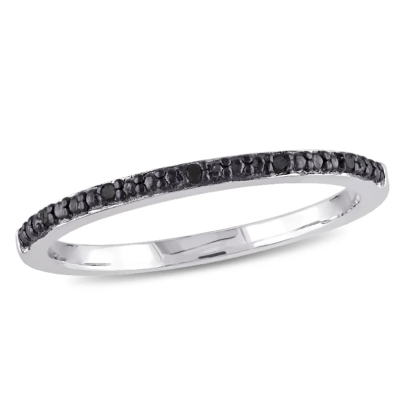 square-shaped engagement rings-Mimi & Max Black Diamond Anniversary Band in Sterling Silver with Black Rhodium