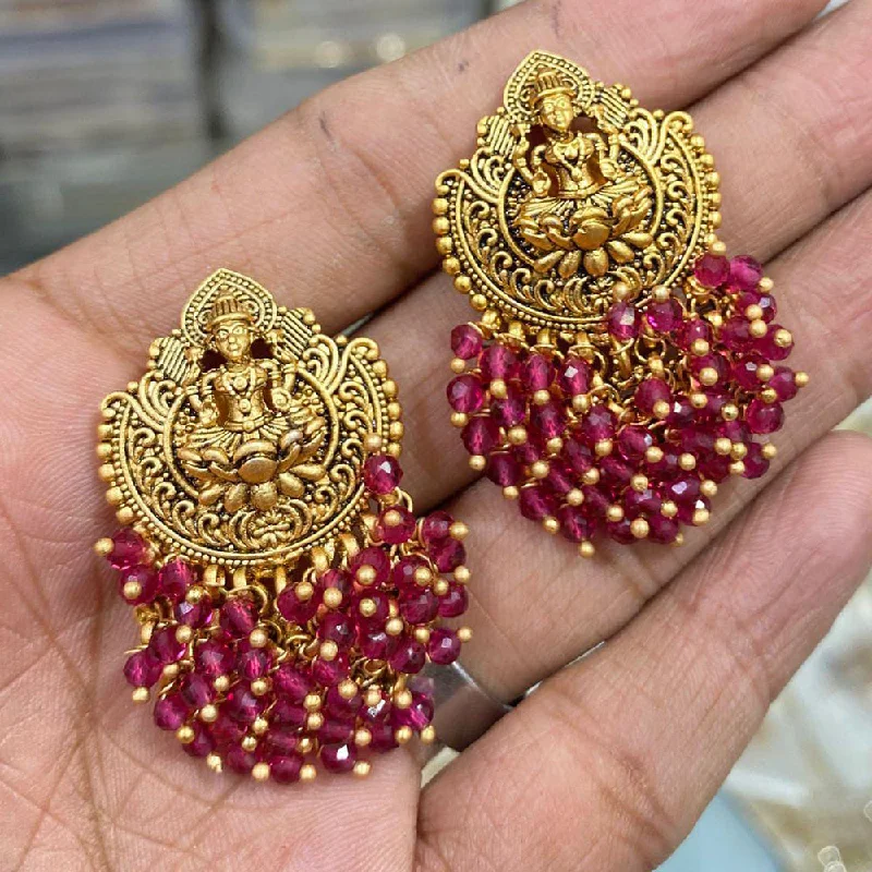 engraved earrings for women-Manisha Jewellery Temple Dangler Earrings