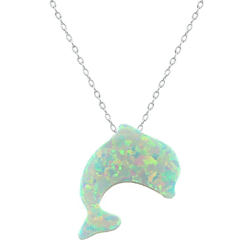 gemstone drop necklaces for women-Stunning White Dolphin Opal Stone Pendant Choker Necklace