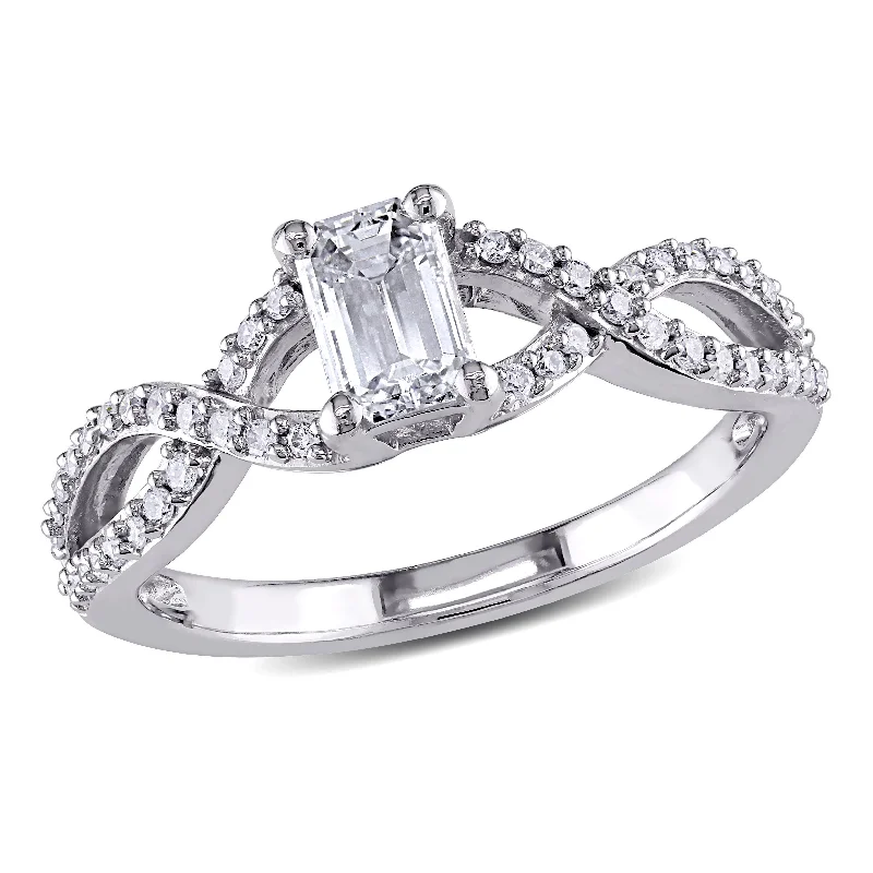 unique engagement rings-Mimi & Max 4/5ct TW Emerald Cut Diamond Twist Engagement Ring 14k White Gold