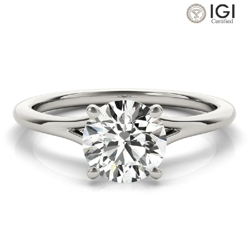 unique diamond rings for women-Aria Round  Lab Grown Diamond Solitaire Engagement Ring IGI Certified