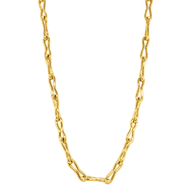 pendant necklaces for women-9ct Yellow Gold Pinched Link Necklace