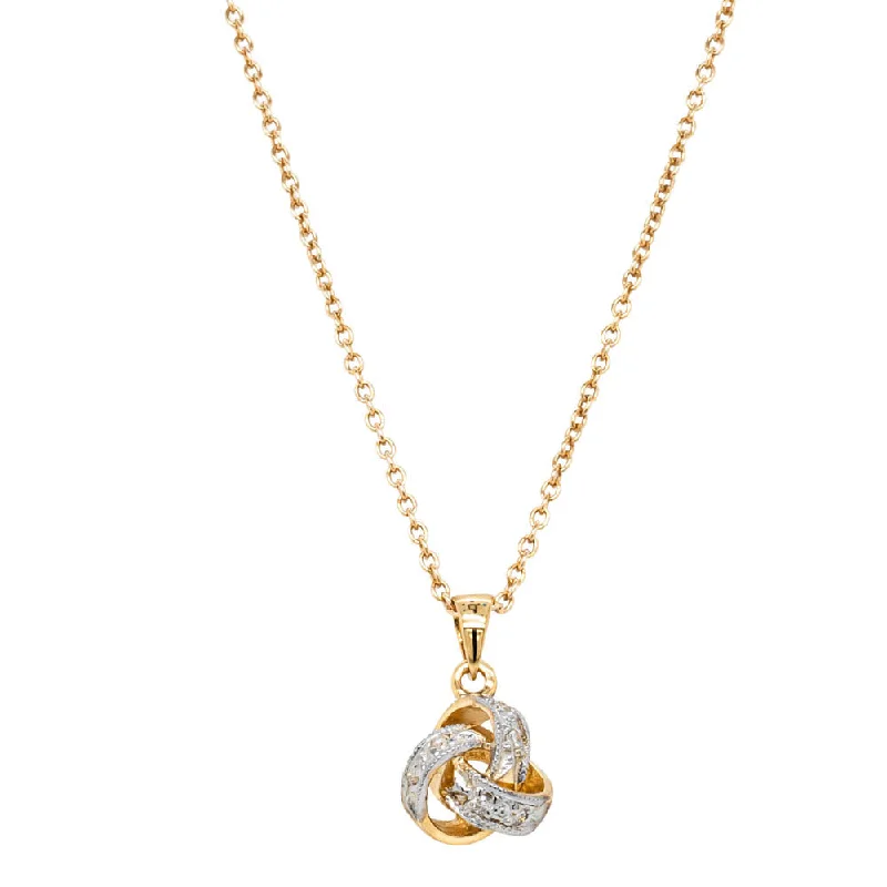 round pendants necklaces for women-9ct Yellow Gold Diamond Forget Me Knot Pendant