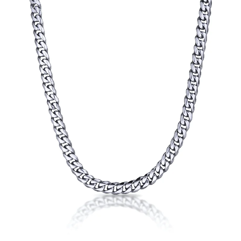 textured necklaces for women-9mm Cuban Link Chain Necklace - Stainless Steel