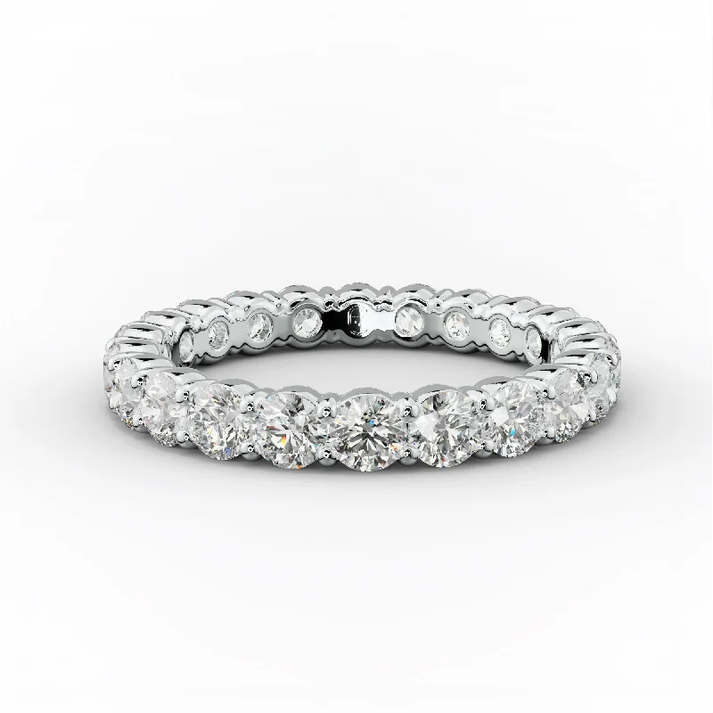 elegant rings for women-2.0 Carat Round Cut Diamond Classic Eternity Band Shared Prong