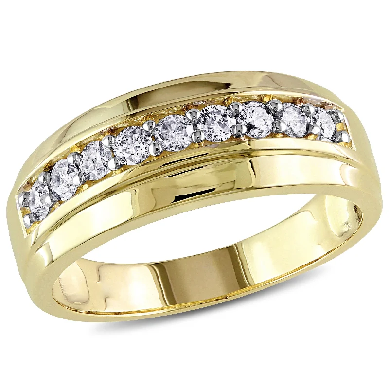 wedding band sets with engagement rings-Mimi & Max Men's 1/2ct TW Diamond Wedding Band in 10k Yellow Gold