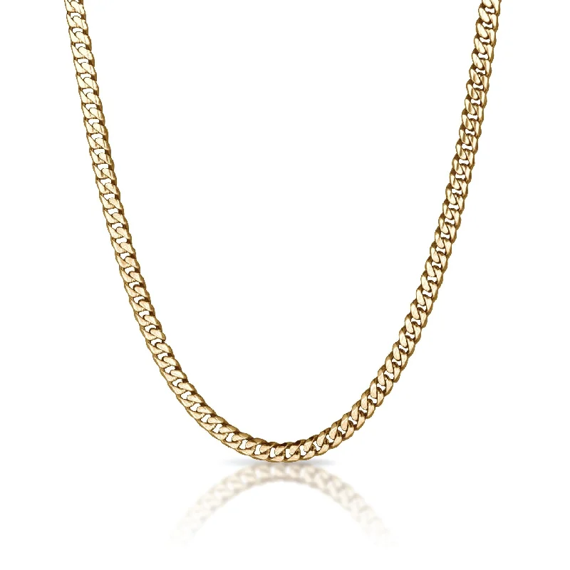 gemstone pendant necklaces for women-6mm Cuban Link Chain Necklace - 14K Gold Plated Stainless Steel