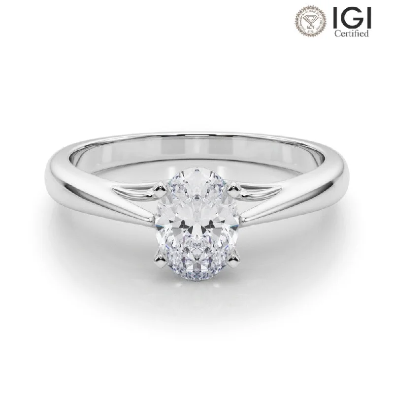 luxury engagement rings for women-Katerina Oval Lab Grown Diamond Solitaire Engagement Ring IGI Certified