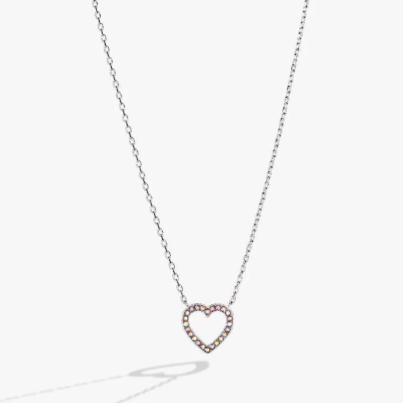 women’s layered gold necklaces-Heart and Crystal Necklace