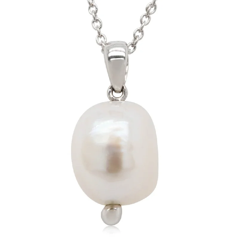 diamond necklaces for women-9ct White Gold Baroque Freshwater Pearl Pendant