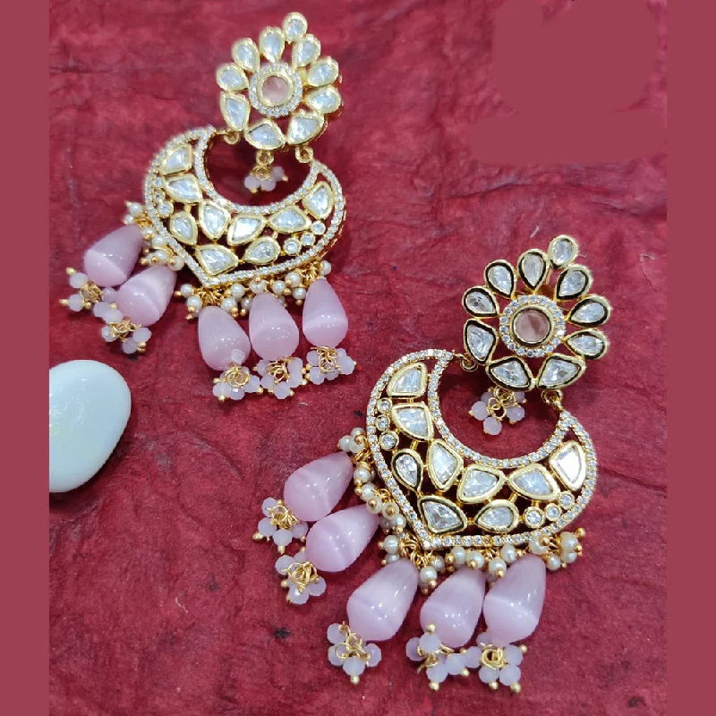 gold chandelier earrings for women-Jewel Addiction Gold Plated Kundan Dangler Earrings