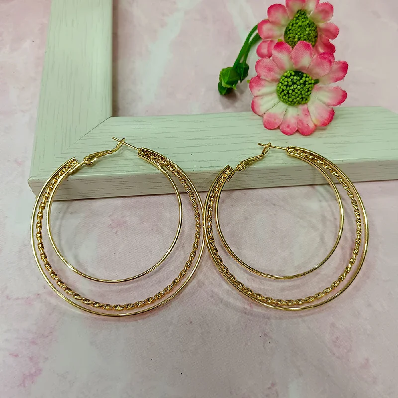 large earrings for women-Infinity Jewels Gold Plated Hypoallergenic Nickel Free Hoop Earrings