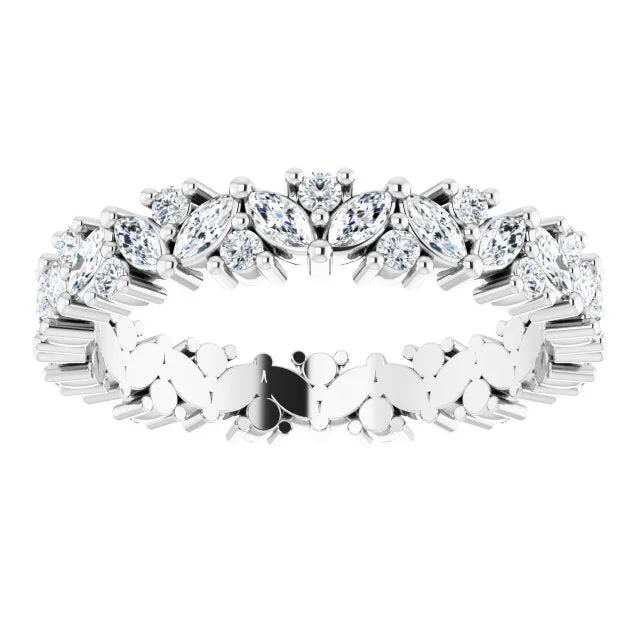 wedding rings for women-0.96 ct. Marquise & Round Diamond Eternity Band