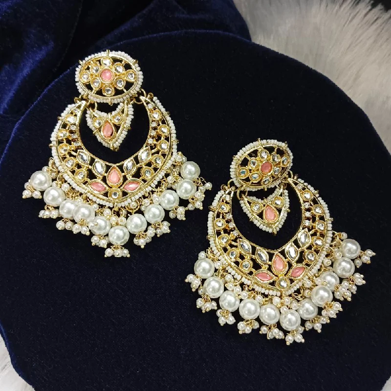 pearl drop earrings for women-Bhavi Kundan Stone Gold Plated Dangler Earrings