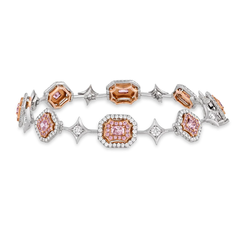 adjustable bangles for women-Pink and White Diamond Bracelet, 4.15 carats