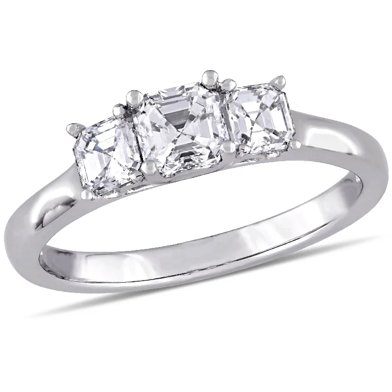 oval engagement rings-Mimi & Max 1ct TW Asscher-Cut Diamond 3-Stone Engagement Ring 14k White Gold