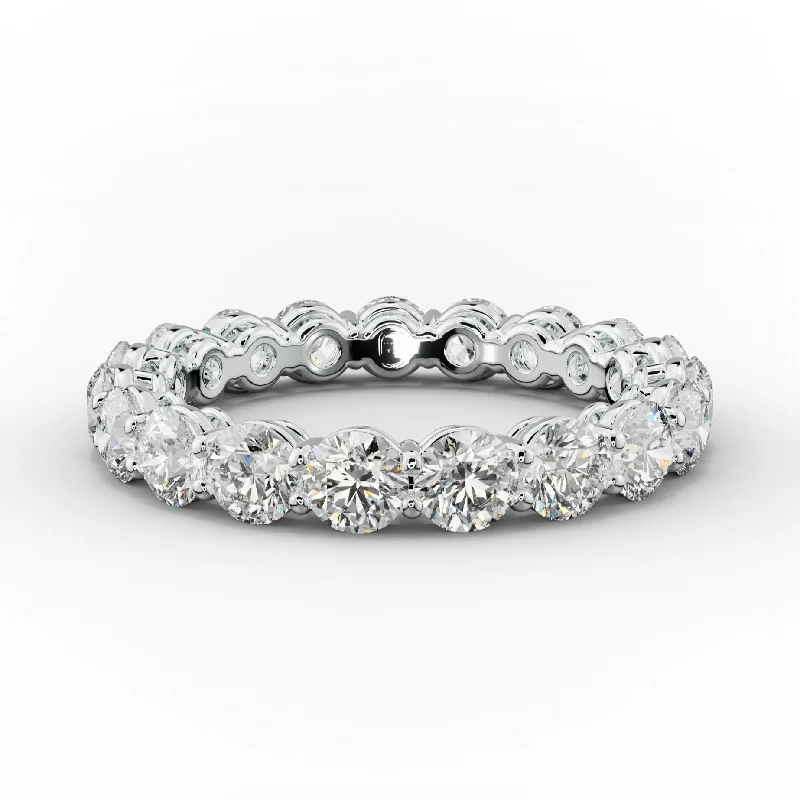 adjustable rings for women-3.0 Carat Round Diamond Eternity Band Shared Prong