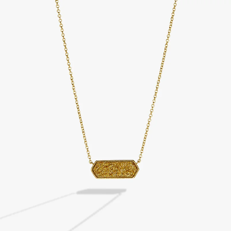 rhinestone necklaces for women-Glitter Druzy Pendant Necklace, Gold