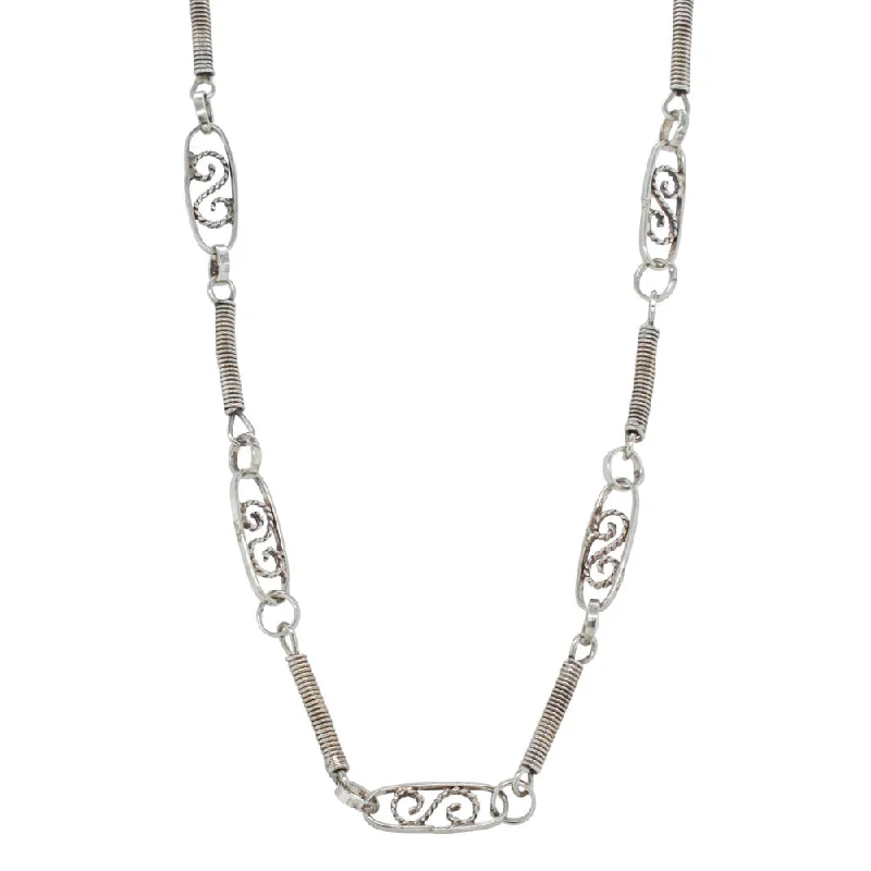 silver choker necklaces for women-Deja Vu Sterling Silver Fancy Link Necklace