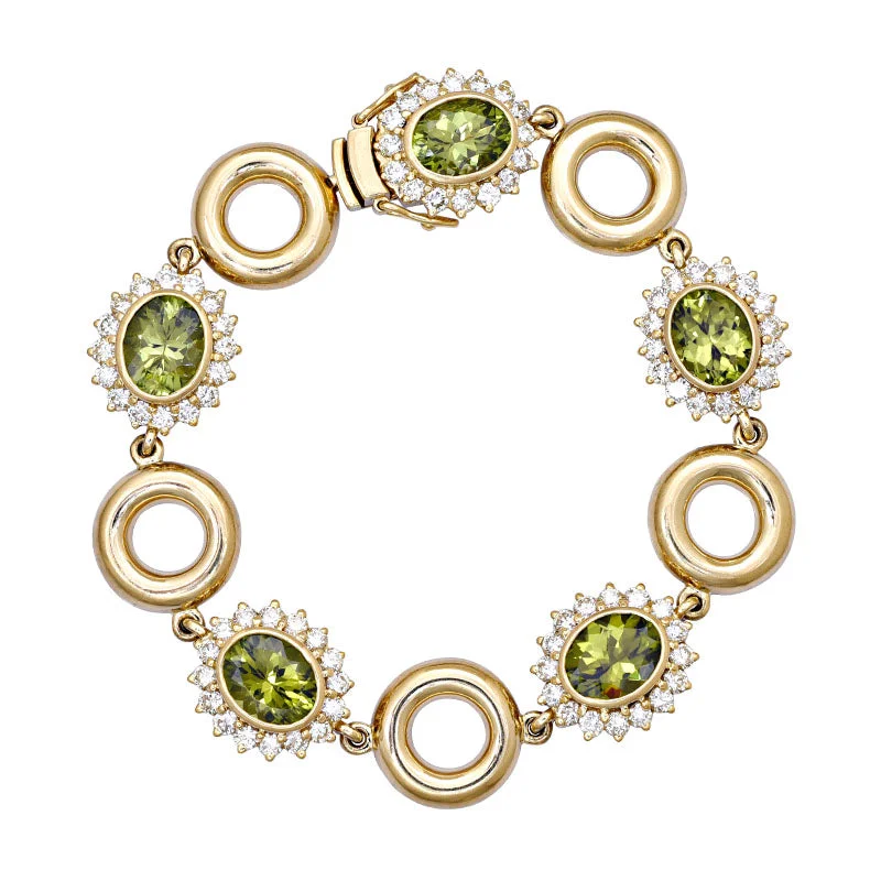 cute charm bracelets for women-Bracelet-Peridot and Diamond