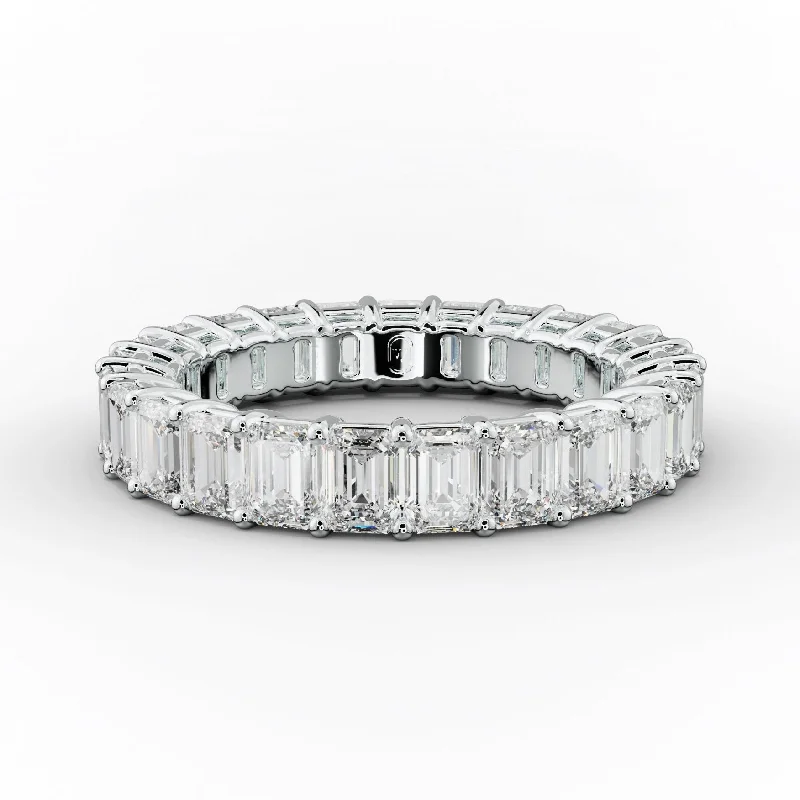 vintage diamond rings for women-3.0 Carat Emerald Cut Diamond Eternity Band Shared Prong