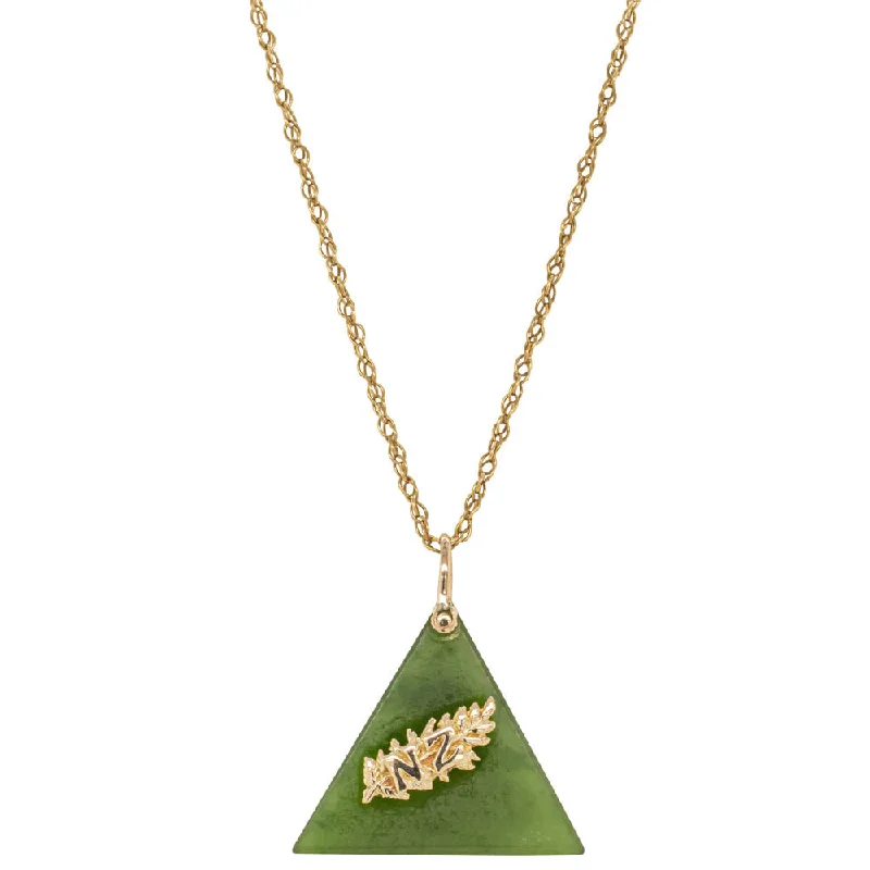 chic necklaces for women-Vintage 9ct Yellow Gold Greenstone Pendant With Fancy Link Chain