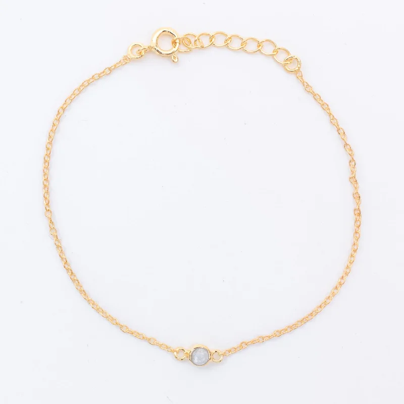 beaded bangles for women-Gold Vermeil Moonstone Solitaire Bracelet