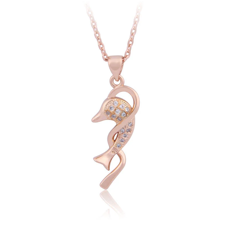 matching necklaces for women-Elegant 18 K Gold Plated Entwined Wave Dolphin Necklace