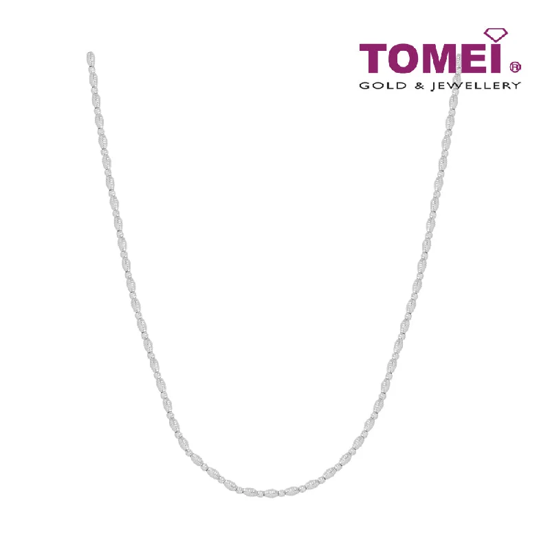 statement piece necklaces for women-TOMEI Italia Beads Necklace, White Gold 585