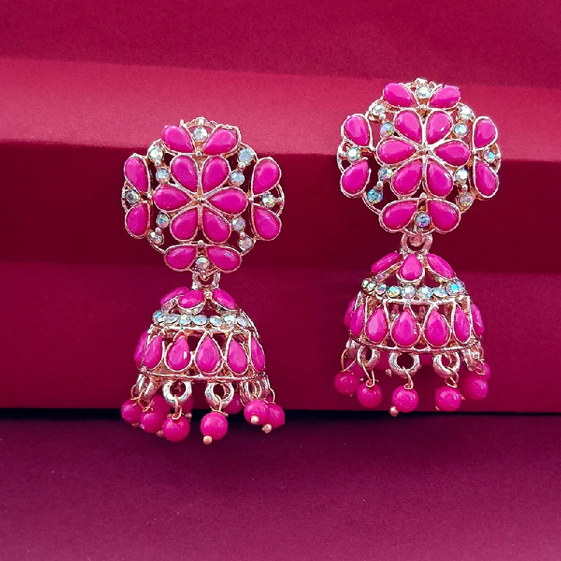 custom earrings for women-Bhavi Jewels Gold Plated Pota Stone Jhumki Earrings