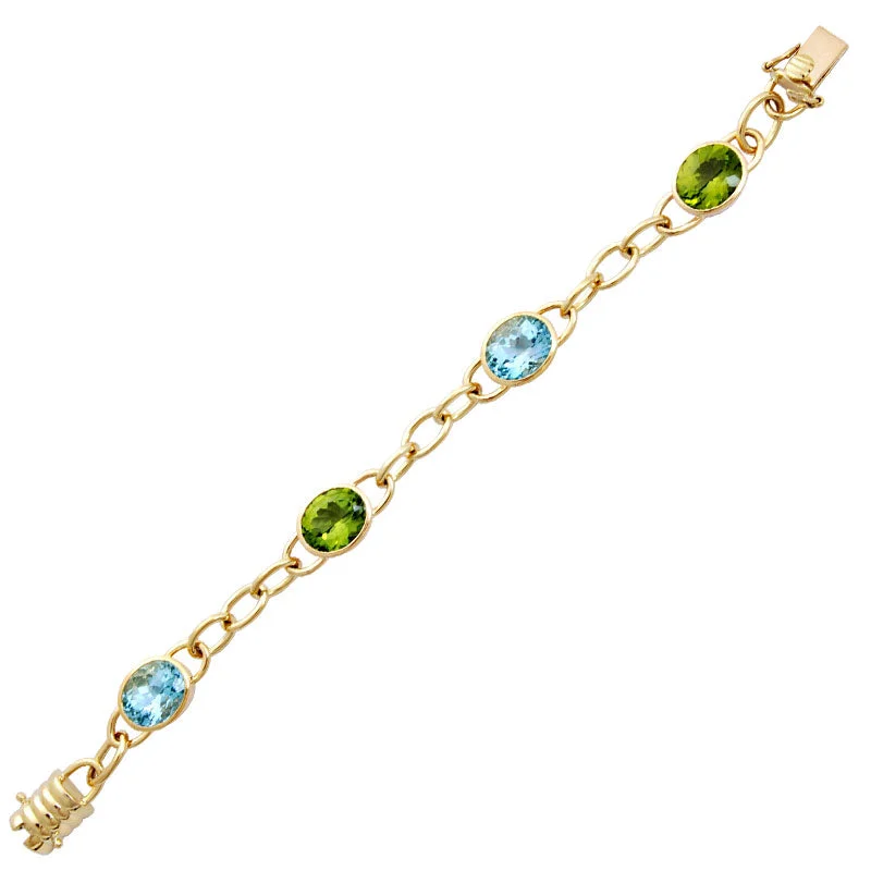 boho bangles for women-Bracelet- Blue Topaz And Peridot