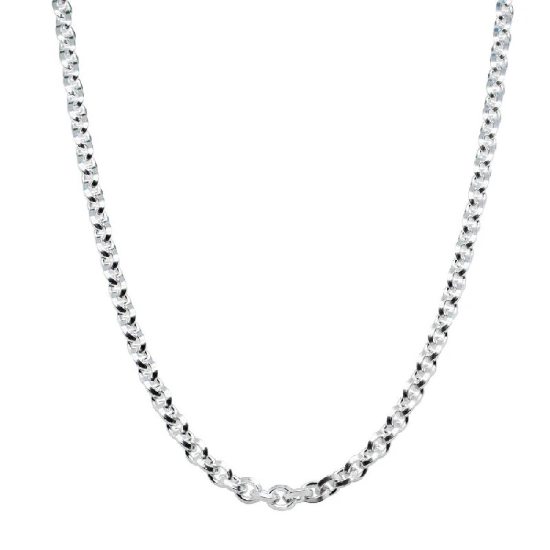 simple silver necklaces for women-Sterling Silver Navette Link Necklace