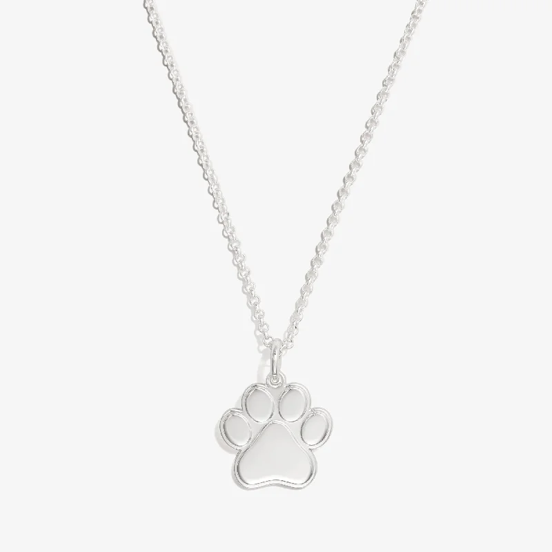 dainty necklaces for women-Paw Print Charm Necklace, 21''