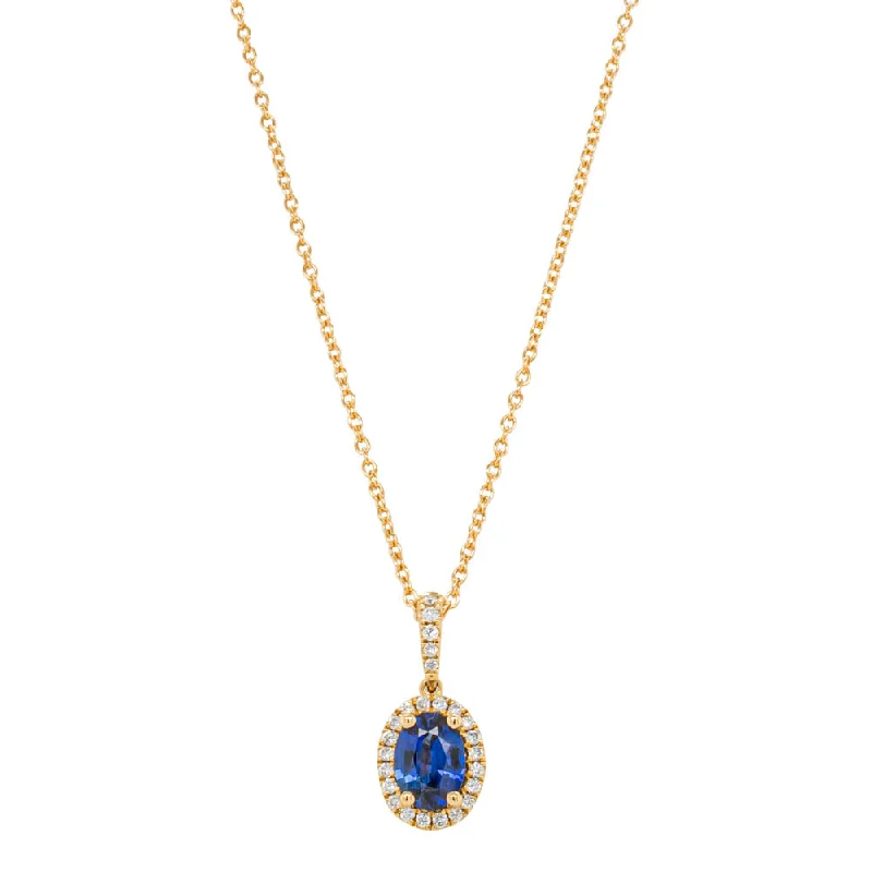 birthstone necklaces for women-18ct Yellow Gold .82ct Sapphire & Diamond Mini Sierra Pendant