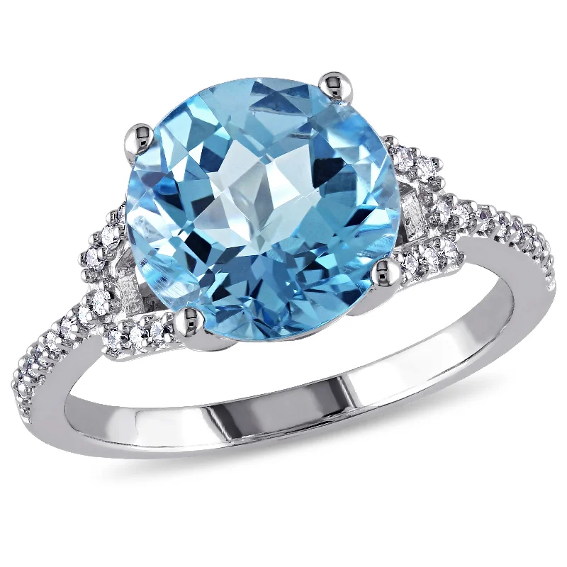 sapphire diamond engagement rings-Mimi & Max 1/6ct TW Diamond 4 3/5ct TGW Swiss Blue Topaz Sollitaire Ring 14k White Gold