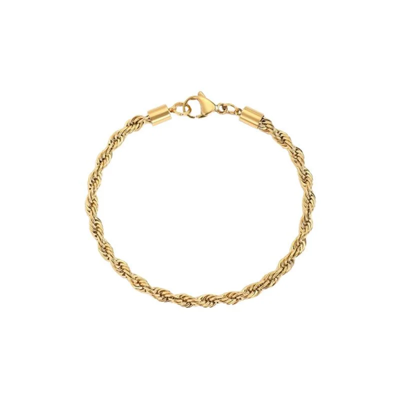 gold charm bracelets for women-Cres Twisted Rope Chain Bracelet