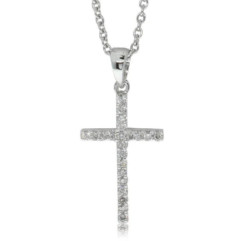 textured necklaces for women-9ct White Gold Diamond Cross Pendant