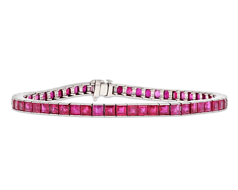 vintage bangles for women-Burma Ruby Line Bracelet, 12.00 Carats