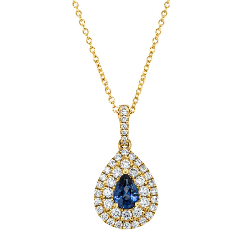 simple silver necklaces for women-18ct Yellow Gold .66ct Sapphire & Diamond Pendant