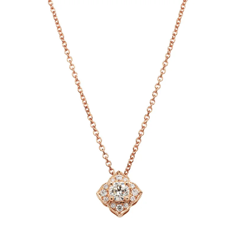 gold heart necklaces for women-18ct Rose Gold Diamond Paramount Pendant