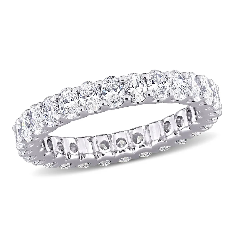 three-stone diamond engagement rings-Created Forever 2 1/4ct TW Oval-Cut Lab-Grown Diamond Eternity Ring in 14k White Gold