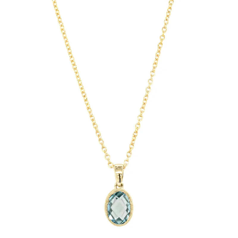 antique necklaces for women-9ct Yellow Gold Blue Topaz Sandalwood Pendant