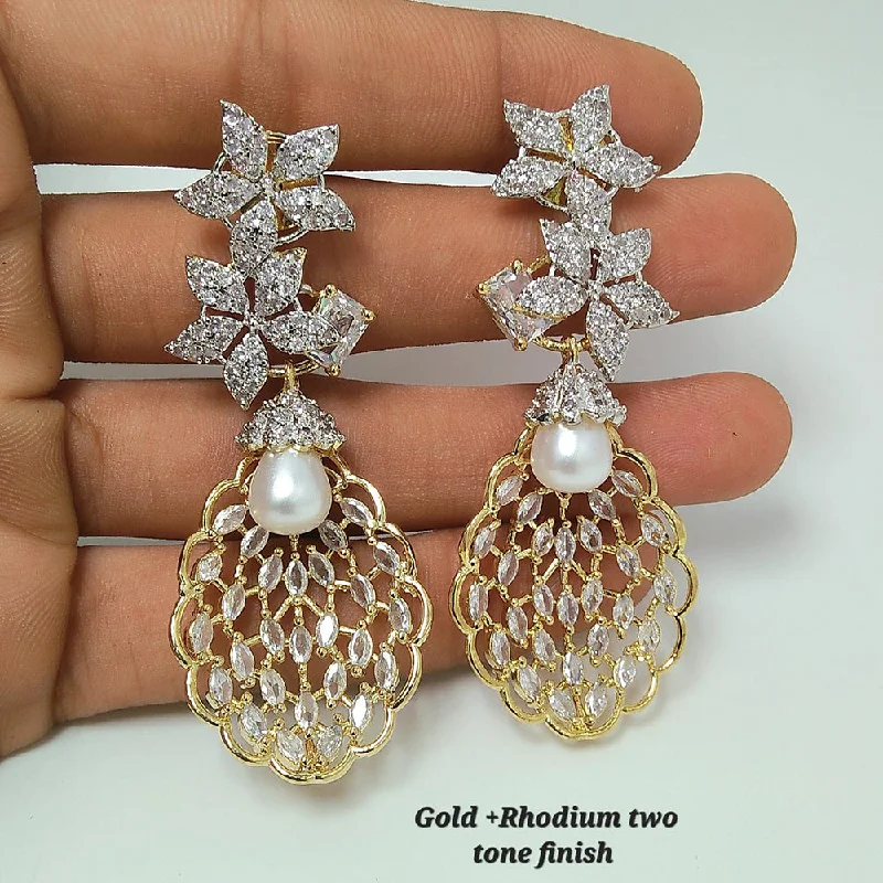 silver stud earrings for women-Lalita Creation Gold Plated AD Dangler Earrings